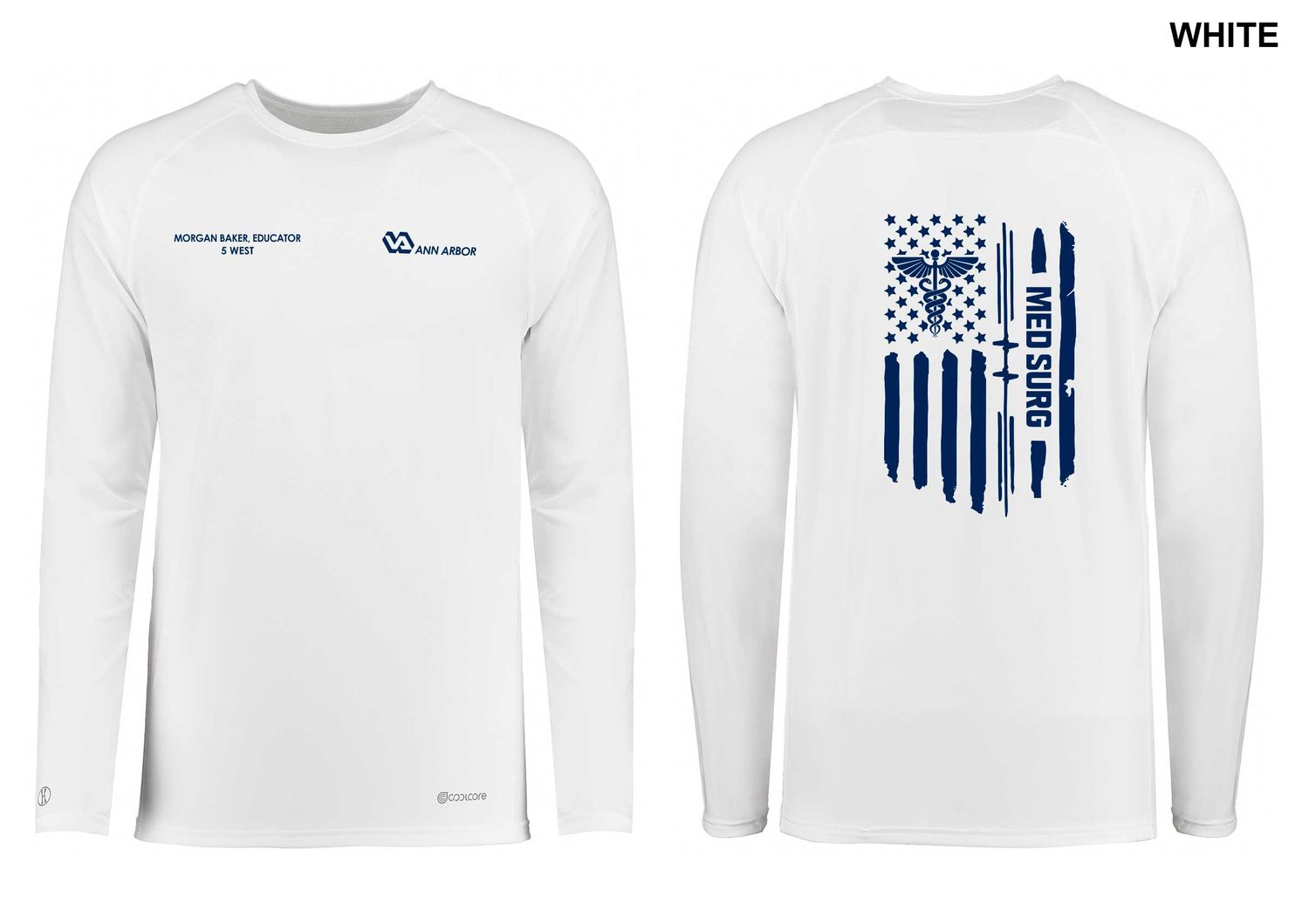 Unisex Electrify Coolcore Long Sleeve Tee (FLAG LOGO)  - Black/Red/Grey/Royal/White/Navy