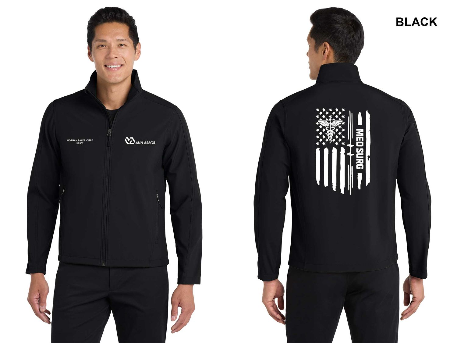 Adult Core Soft Shell Jacket (FLAG LOGO)- Black, Smoke, Navy, Green