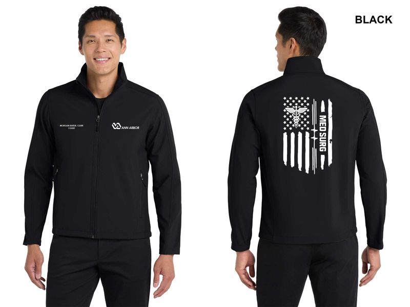 Adult Core Soft Shell Jacket (FLAG LOGO)- Black, Smoke, Navy, Green Adult Core Soft Shell Jacket (FLAG LOGO)- Black, Smoke, Navy, Green