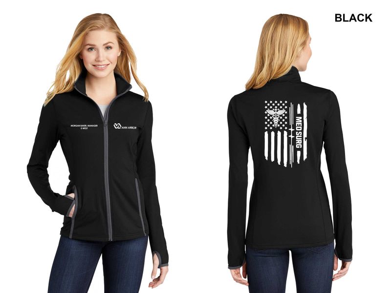 Women's Performance Contrast Full-Zip Jacket (FLAG LOGO) - Black & Grey/Black & Red/Grey &Dk Grey/Black & Royal/Grey & Navy Women's Performance Contrast Full-Zip Jacket (FLAG LOGO) - Black & Grey/Black & Red/Grey &Dk Grey/Black & Royal/Grey & Navy