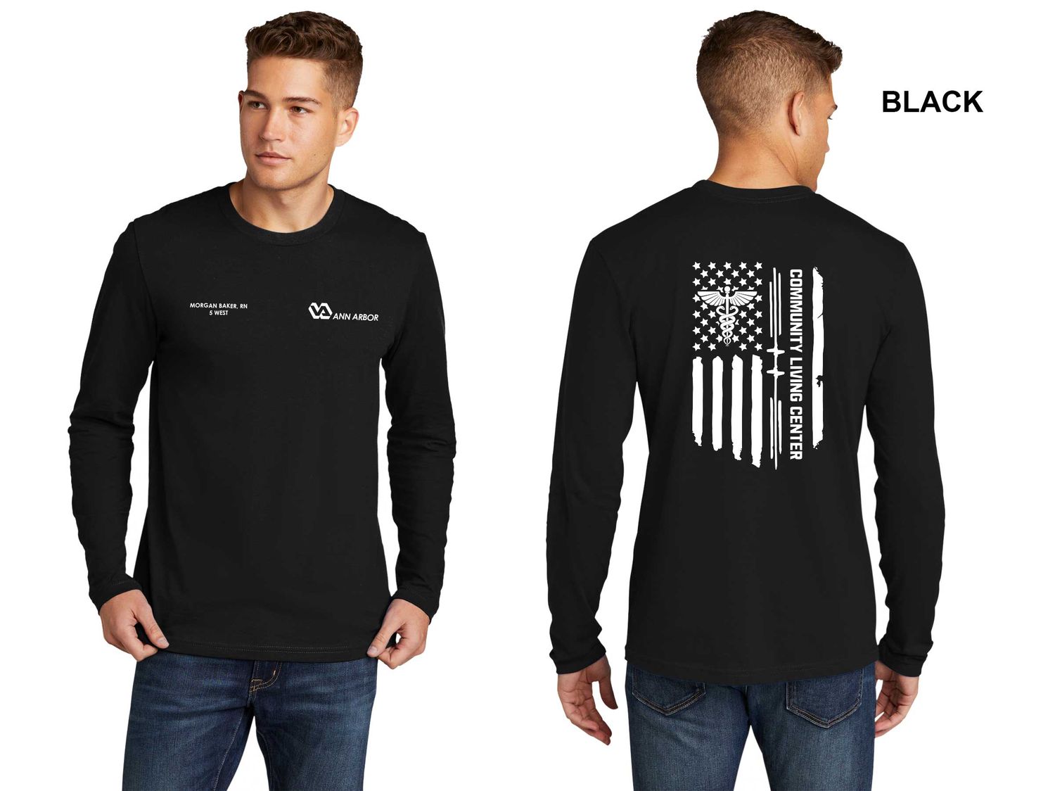 Unisex Premium Cotton Long Sleeve Tee (FLAG LOGO) - Black/Red/Dk Grey/Royal/White/Navy