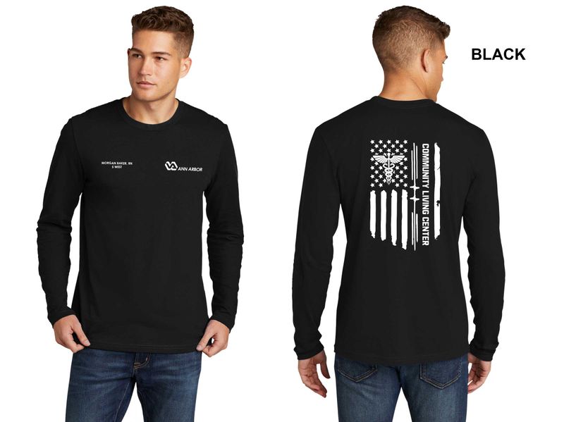 Unisex Premium Cotton Long Sleeve Tee (FLAG LOGO) - Black/Red/Dk Grey/Royal/White/Navy