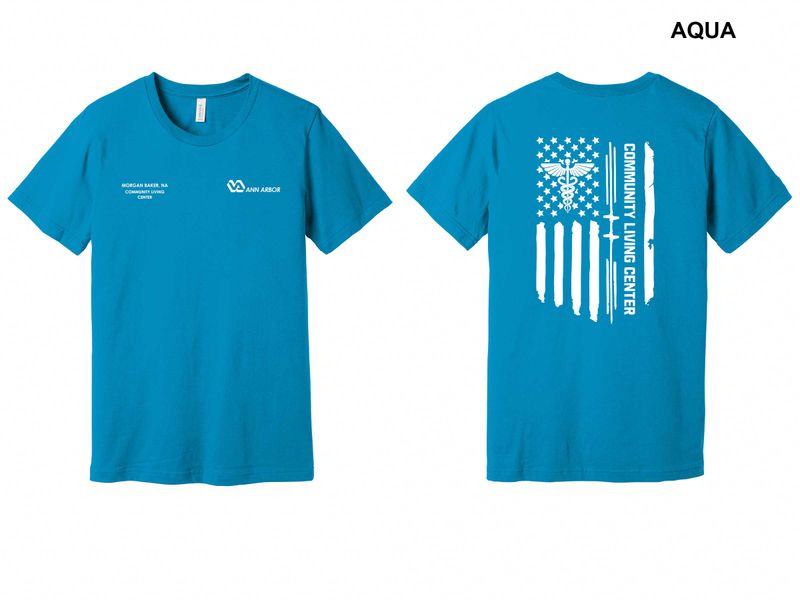 Unisex Short Sleeve T -FLAG LOGO Aqua, Baby Blue, Navy, Royal, Ash, Silver, White, Asphalt, Black, Autumn, Gold, Maize Yellow, Cardinal, Maroon, Red, Lilac, Evergreen, Kelly Green, Mint, Olive, Purple