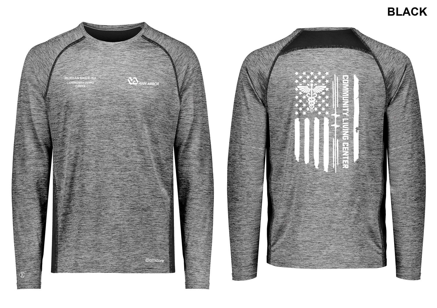 Unisex Electrify Coolcore Long Sleeve Tee (FLAG LOGO)  - Black/Red/Grey/Royal/White/Navy