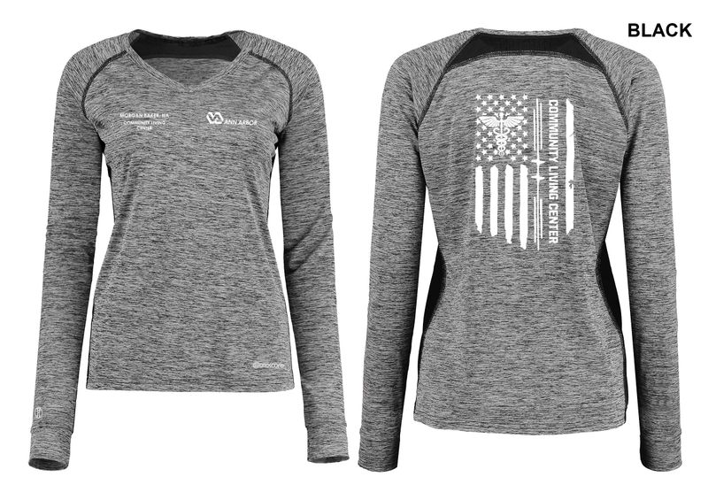 Women's Electrify Coolcore Long Sleeve Tee (FLAG LOGO)  - Black/Red/Royal/White/Navy