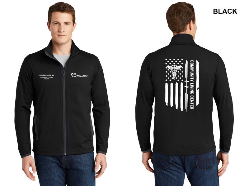 Unisex Performance Contrast Full-Zip Jacket (FLAG LOGO)- Black & Grey/Black & Red/Dk Grey & Grey/Black & Royal/Grey & Navy