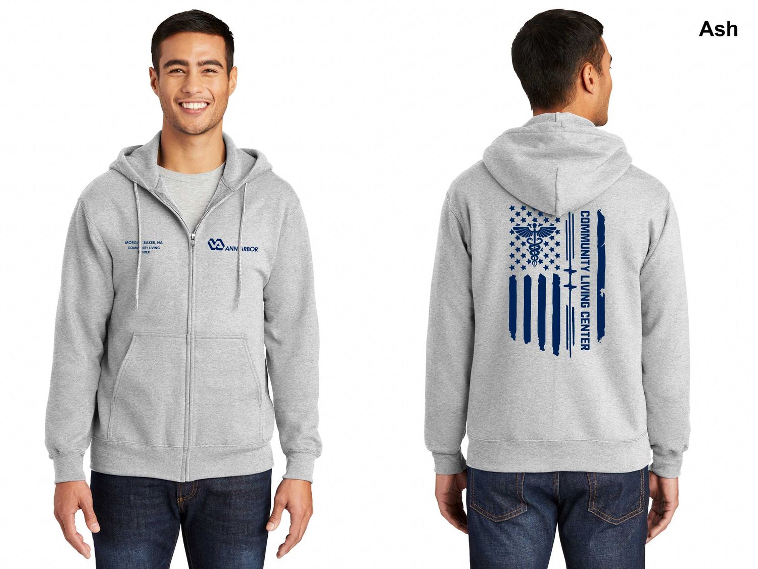 Unisex Fleece Full-Zip Hooded Sweatshirt (FLAG LOGO)- Dk Grey/Lt Grey/Black/Navy/Royal Unisex Fleece Full-Zip Hooded Sweatshirt (FLAG LOGO)- Dk Grey/Lt Grey/Black/Navy/Royal