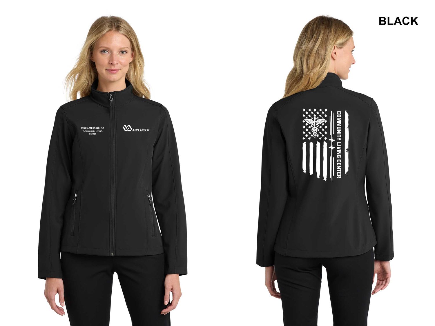 Ladies Core Soft Shell Jacket (FLAG LOGO)- Black, Smoke, Navy