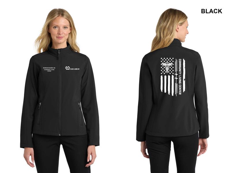 Ladies Core Soft Shell Jacket (FLAG LOGO)- Black, Smoke, Navy