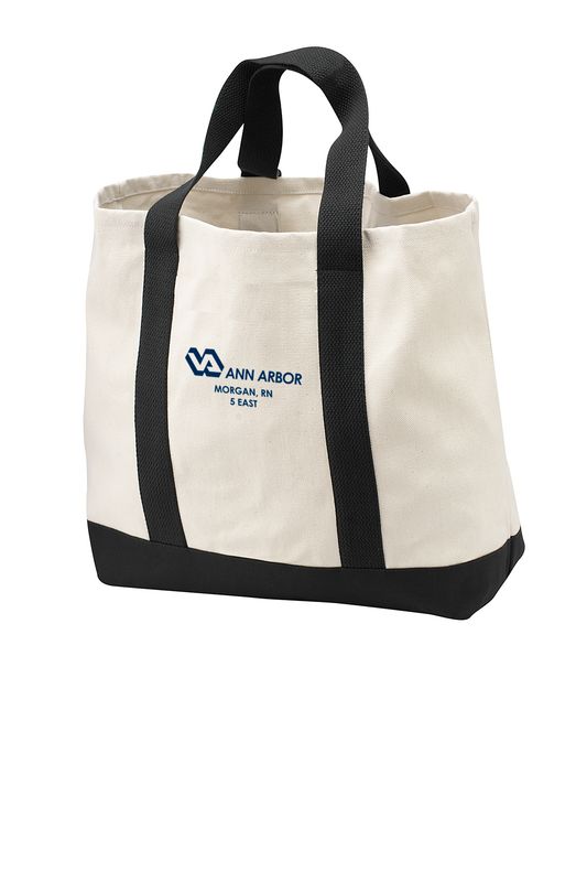 Twill Two-Tone Shopping Tote - Black/Red/Navy