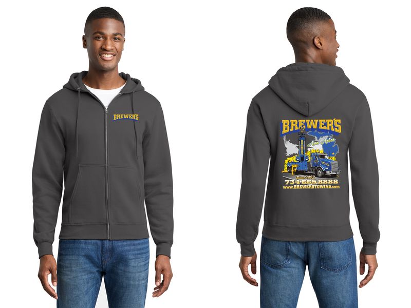 Unisex Core Fleece Full-Zip Hooded Sweatshirt - Charcoal, Navy