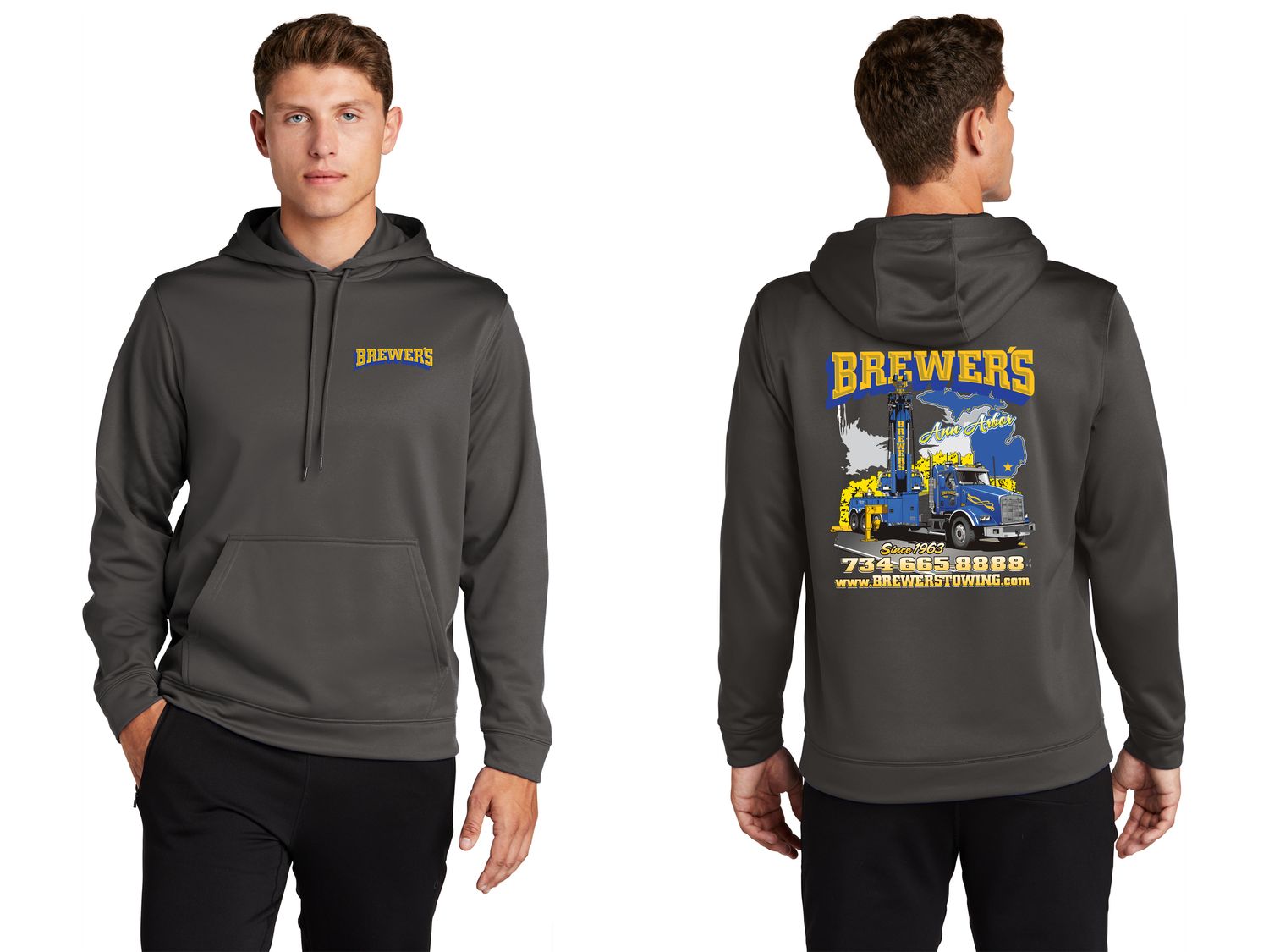 Adult Performance Hooded Sweatshirt- Navy, Dark Grey