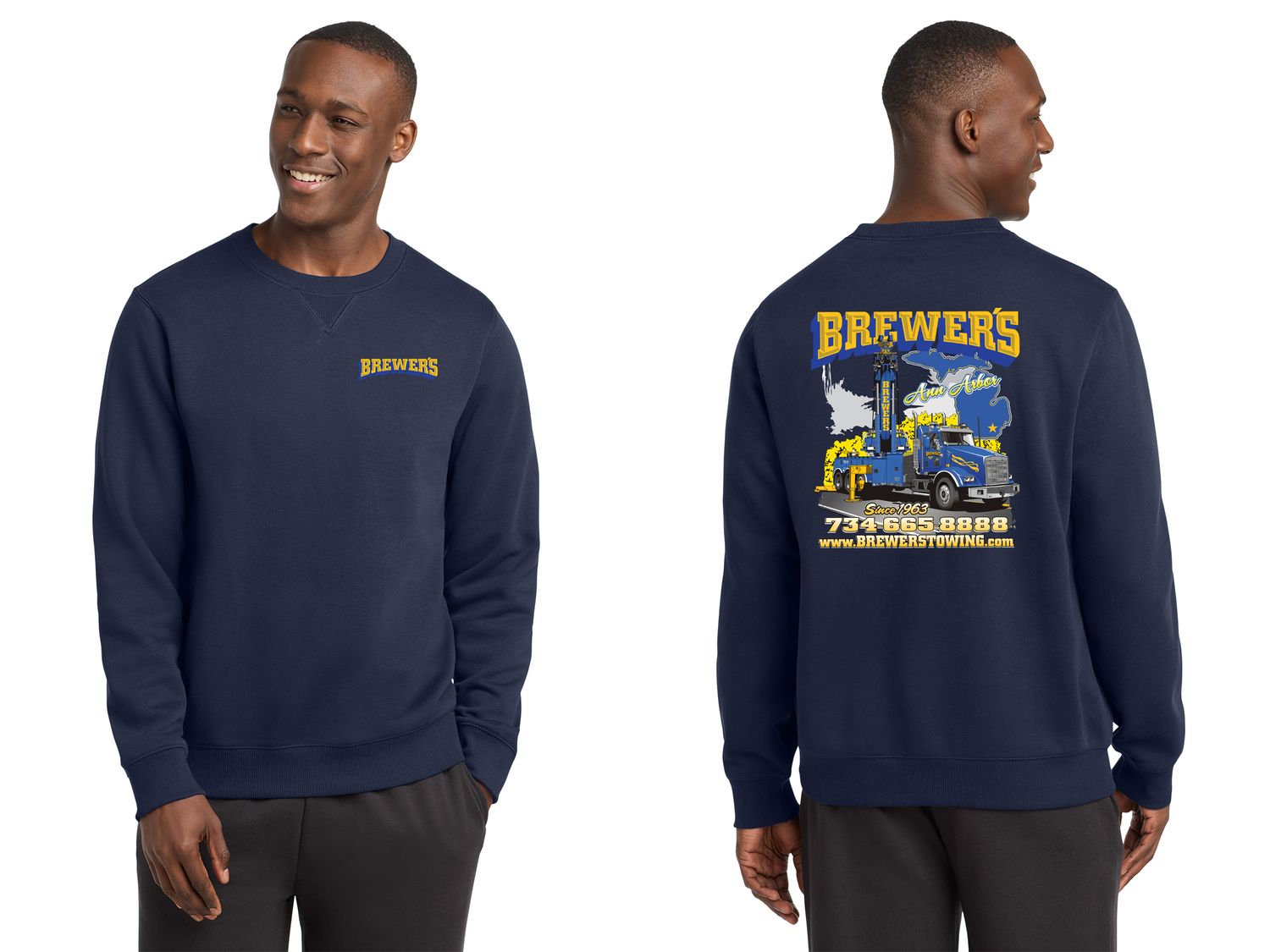 Adult SportTek Cotton Blend Crewneck Sweatshirt -True Navy, Vintage Heather Adult SportTek Cotton Blend Crewneck Sweatshirt -True Navy, Vintage Heather