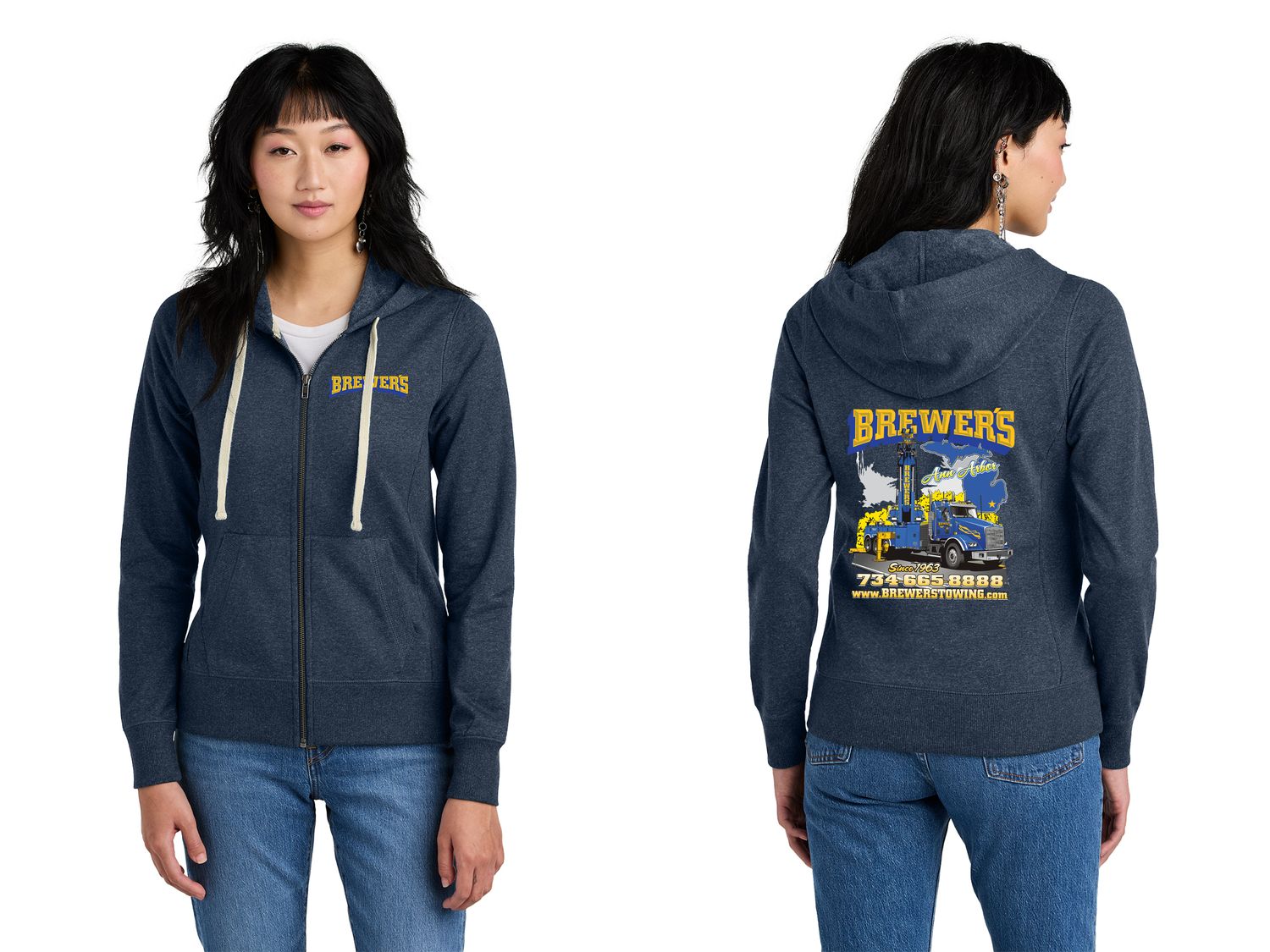 District Women's Re-Fleece Full-Zip Hoodie- Navy