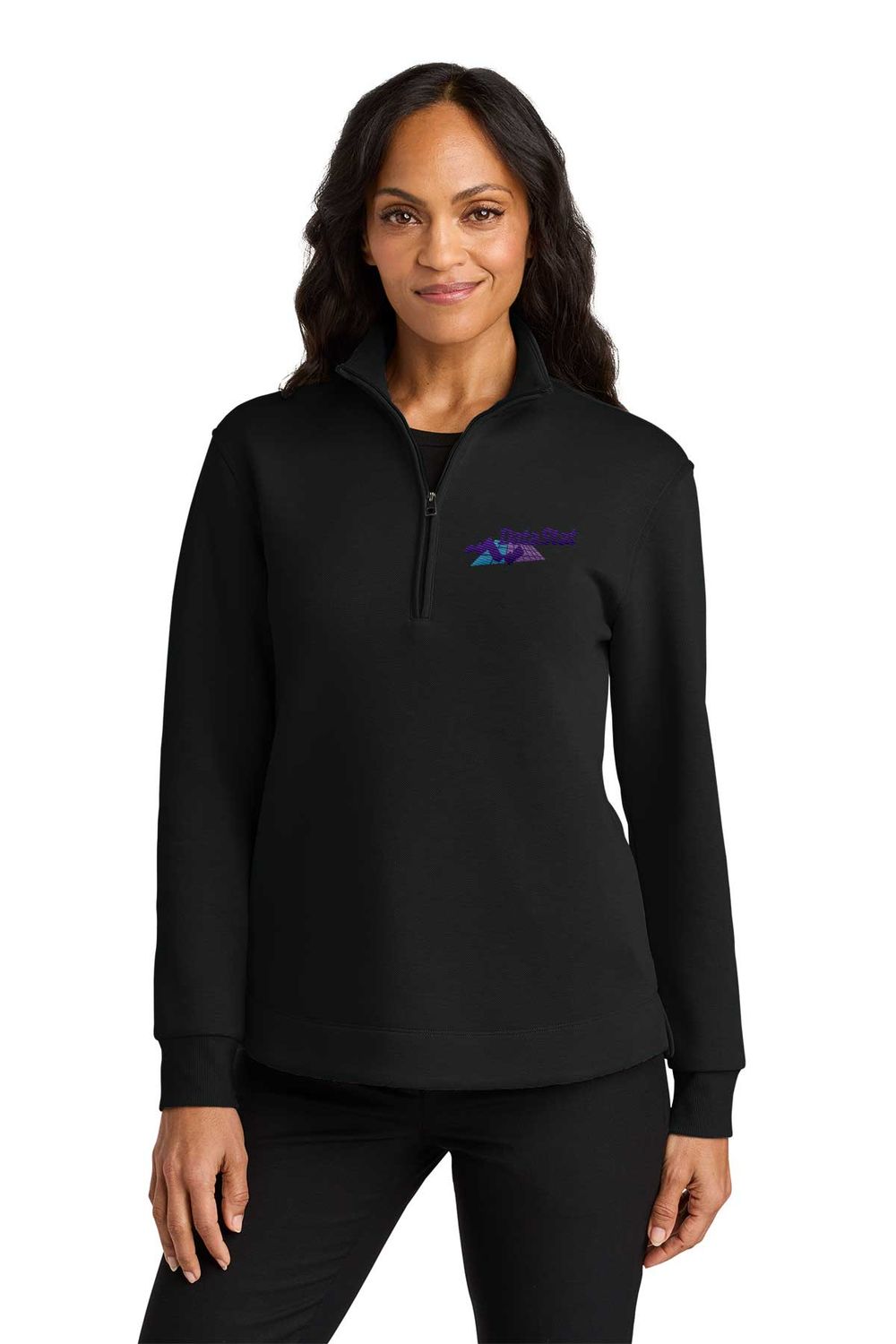 Port Authority® Women’s Wearever Signature Double Pique 1/4-Zip - Black, Storm Grey
