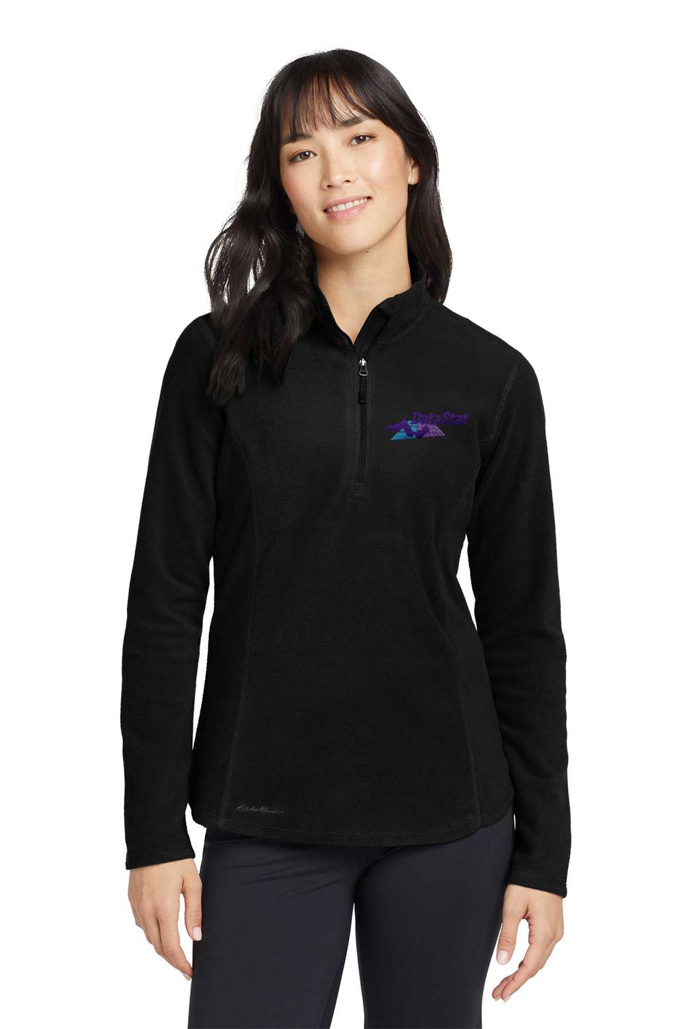 Eddie Bauer Ladies 1/2-Zip Microfleece Jacket- Black, Grey