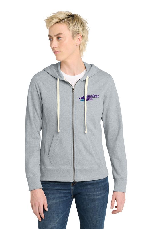 District Women's Re-Fleece Full-Zip Hoodie- Black, Light Grey