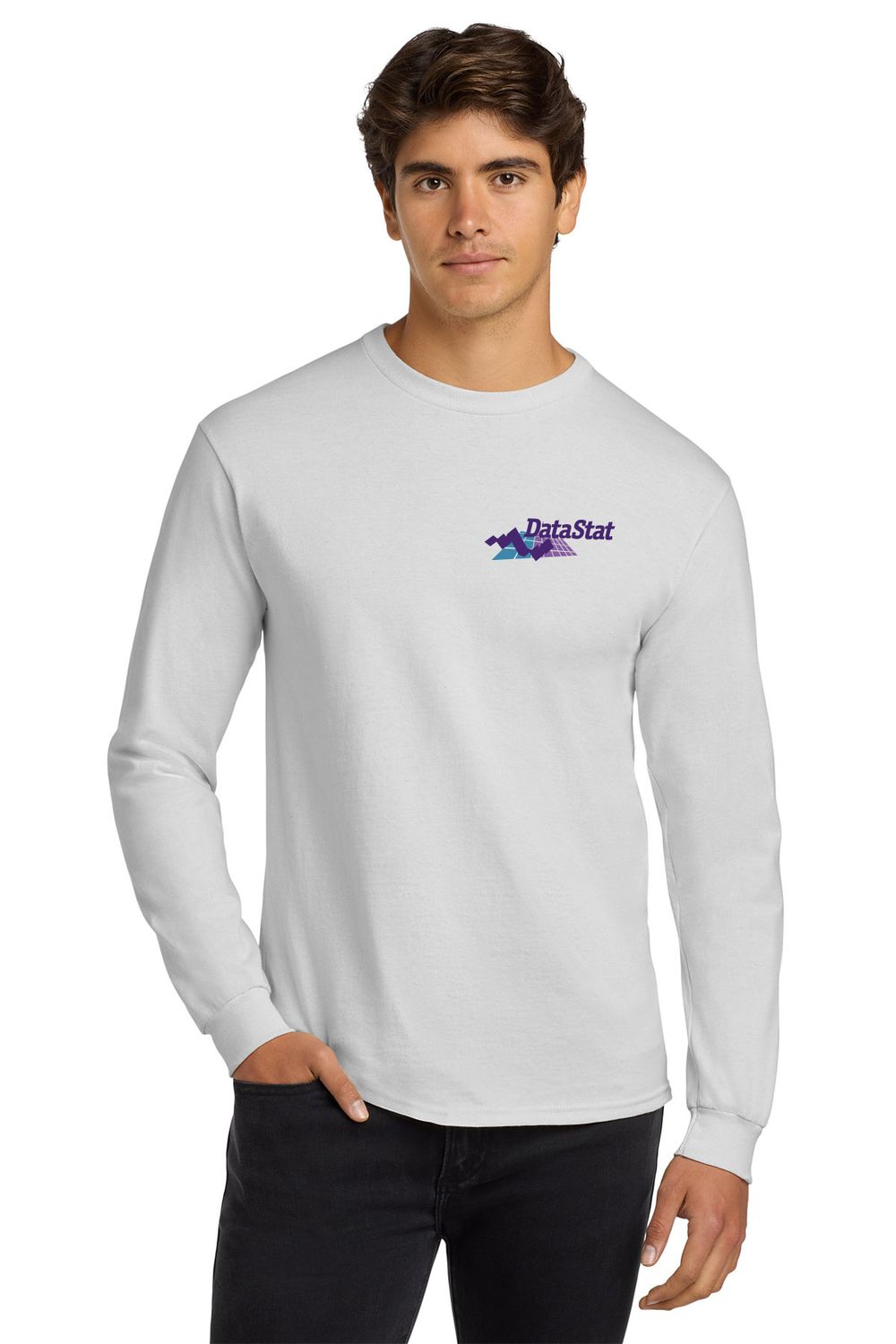 Adult Basic Cotton Long Sleeve T-Shirt- Black, Sport Grey, White, Light Blue, Light Pink, Sand