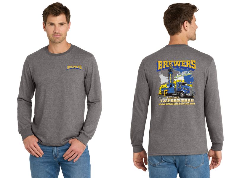 Volunteer Knitwear Chore Long Sleeve Tee-Grey Steel, Navy