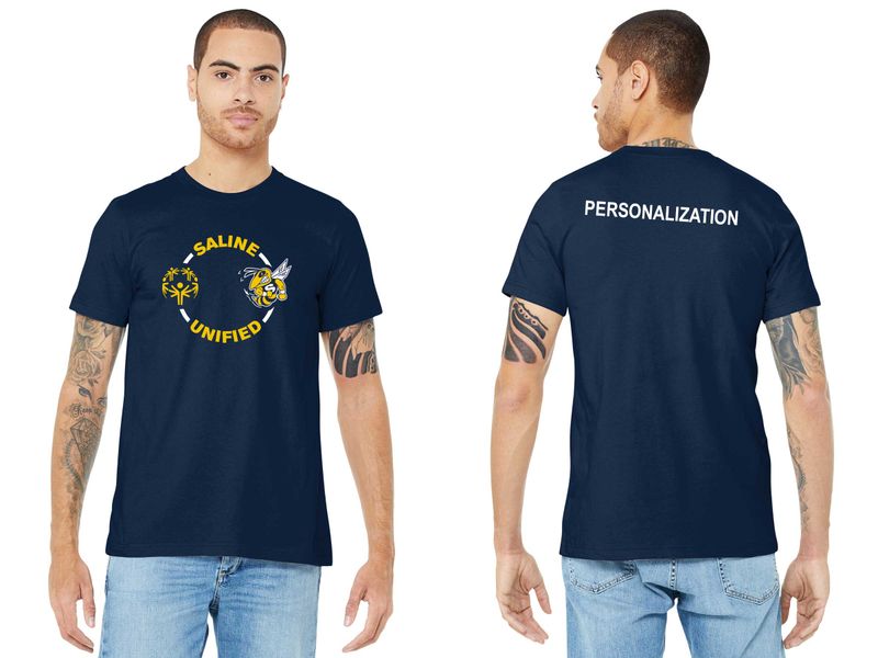 Adult Bella & Canvas Soft Short Sleeve Tee- Navy, Gold