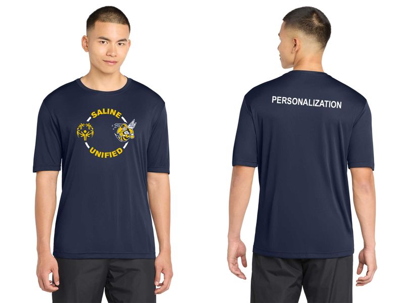 Adult Short Sleeve Performance Tee- Navy, Gold