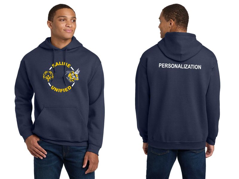 Adult Unisex Cotton Hooded Sweatshirt - Navy, Gold