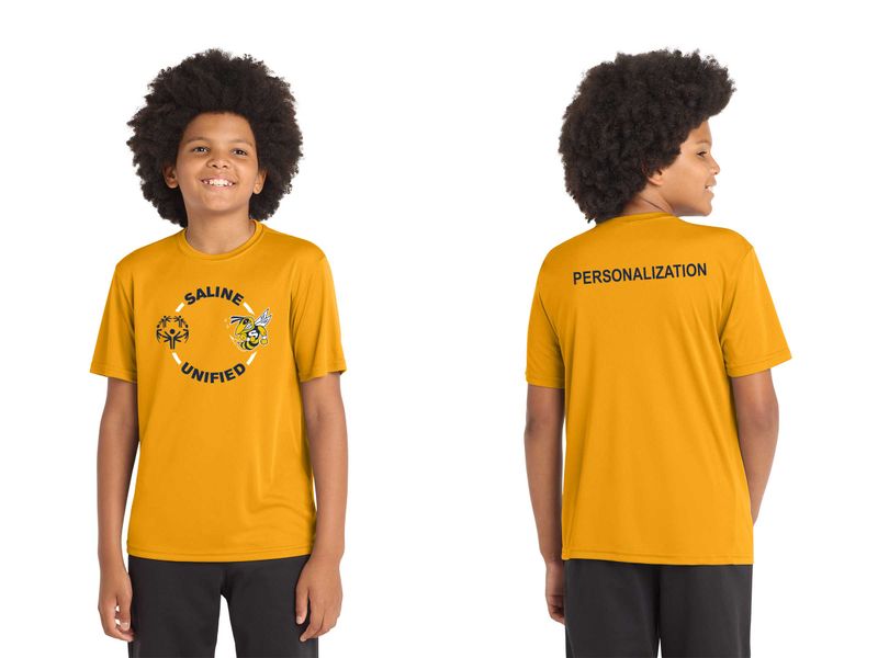 Youth Short Sleeve Performance T-shirt- Navy, Gold