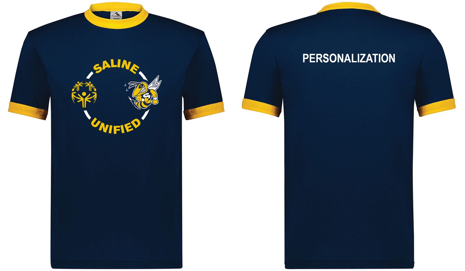 Youth Ringer T-Shirt- Blue/Gold