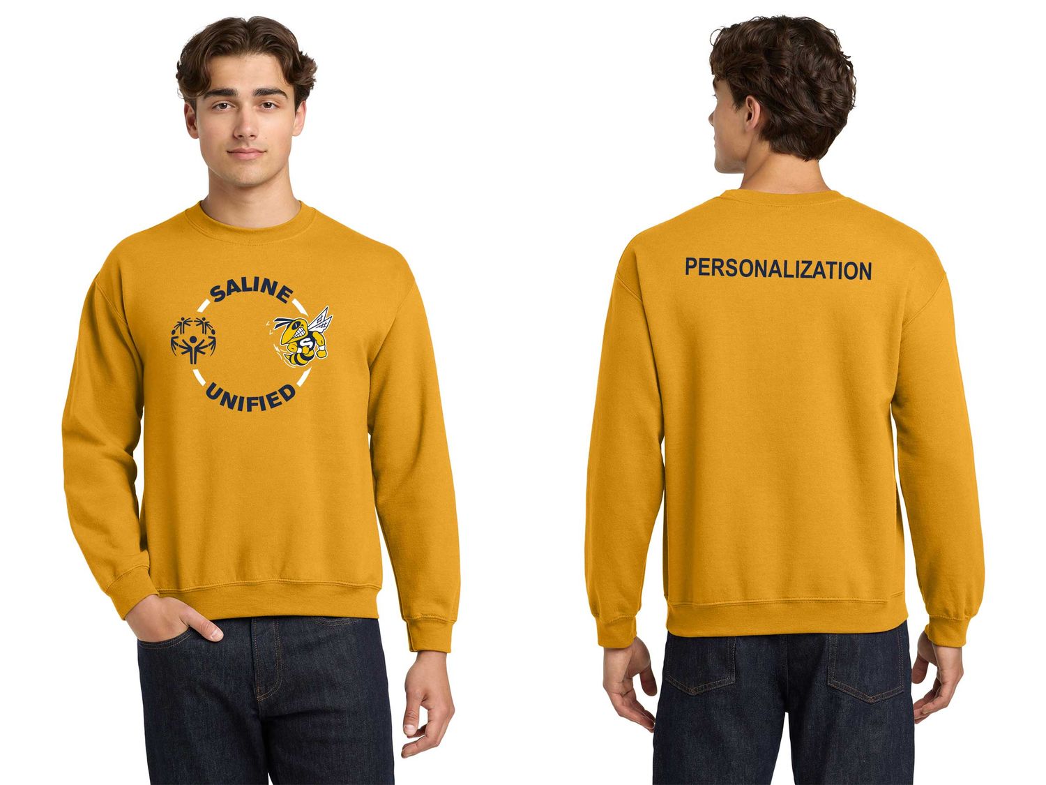 Adult HeavyBlend Crewneck Sweatshirt- Navy, Gold