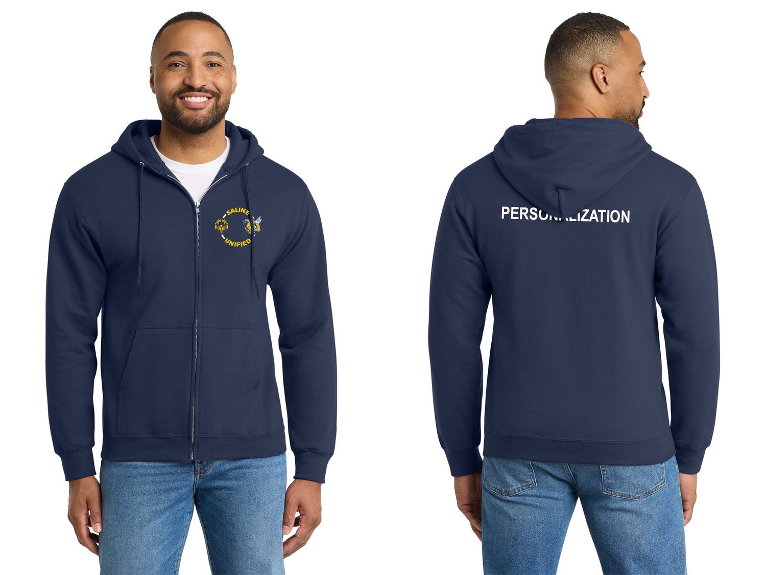 Adult Fleece Full-Zip Hooded Sweatshirt- Navy Adult Fleece Full-Zip Hooded Sweatshirt- Navy