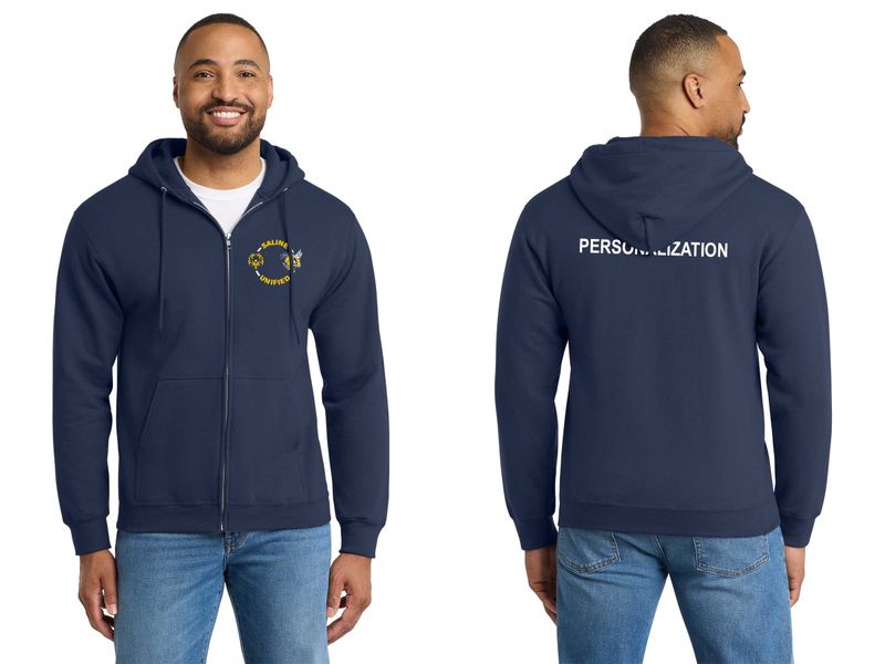 Adult Fleece Full-Zip Hooded Sweatshirt- Navy