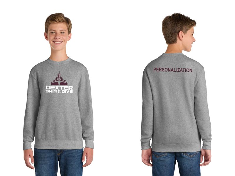 Youth Core Fleece Crewneck Sweatshirt- Athletic Heather, Maroon