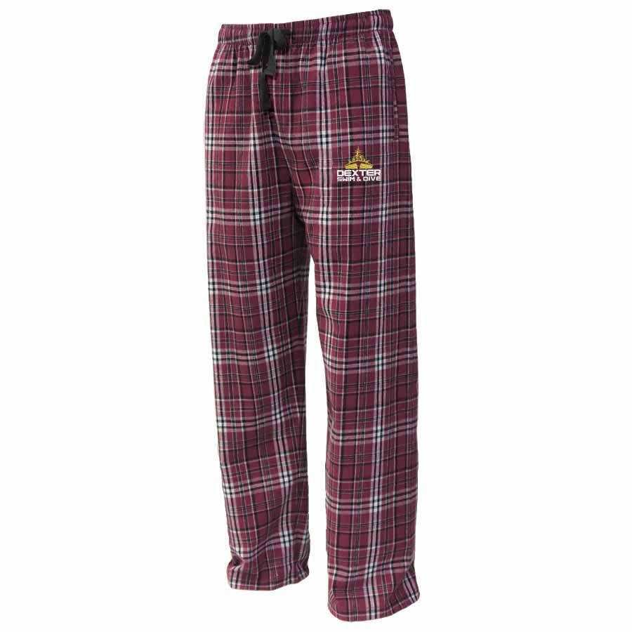 Unisex Flannel Pants-Maroon/White