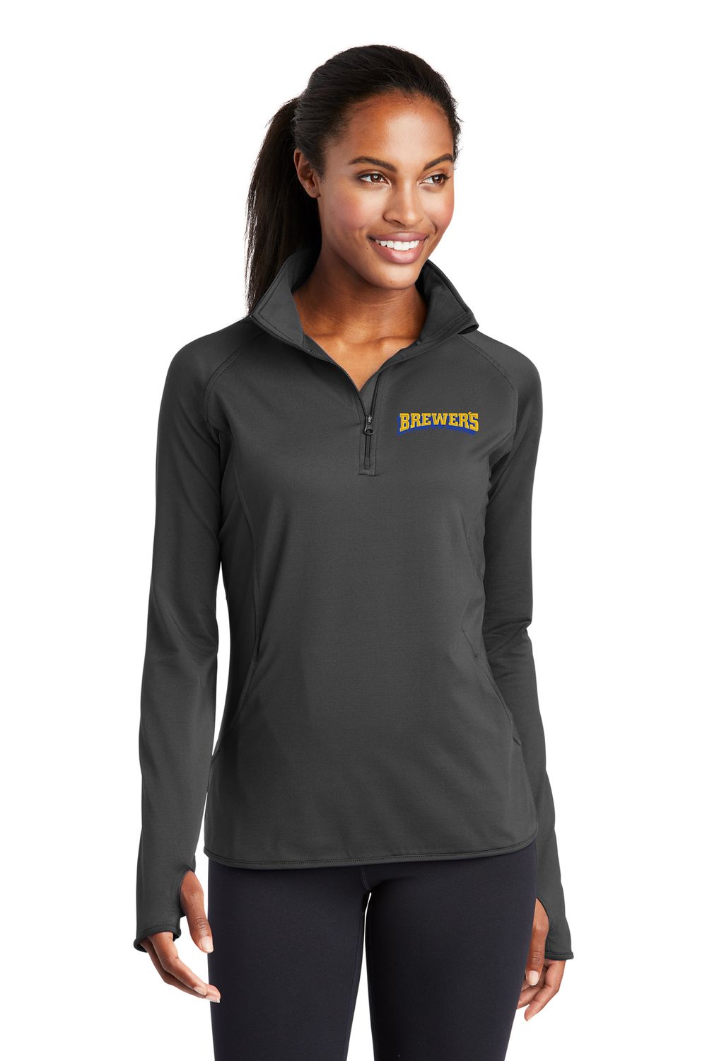 Ladies' Performance Stretch 1/4 Zip- Navy, Charcoal