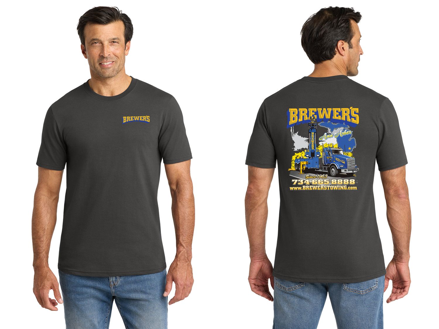 Volunteer Knitwear™ Chore Tee- Grey Steel, Navy