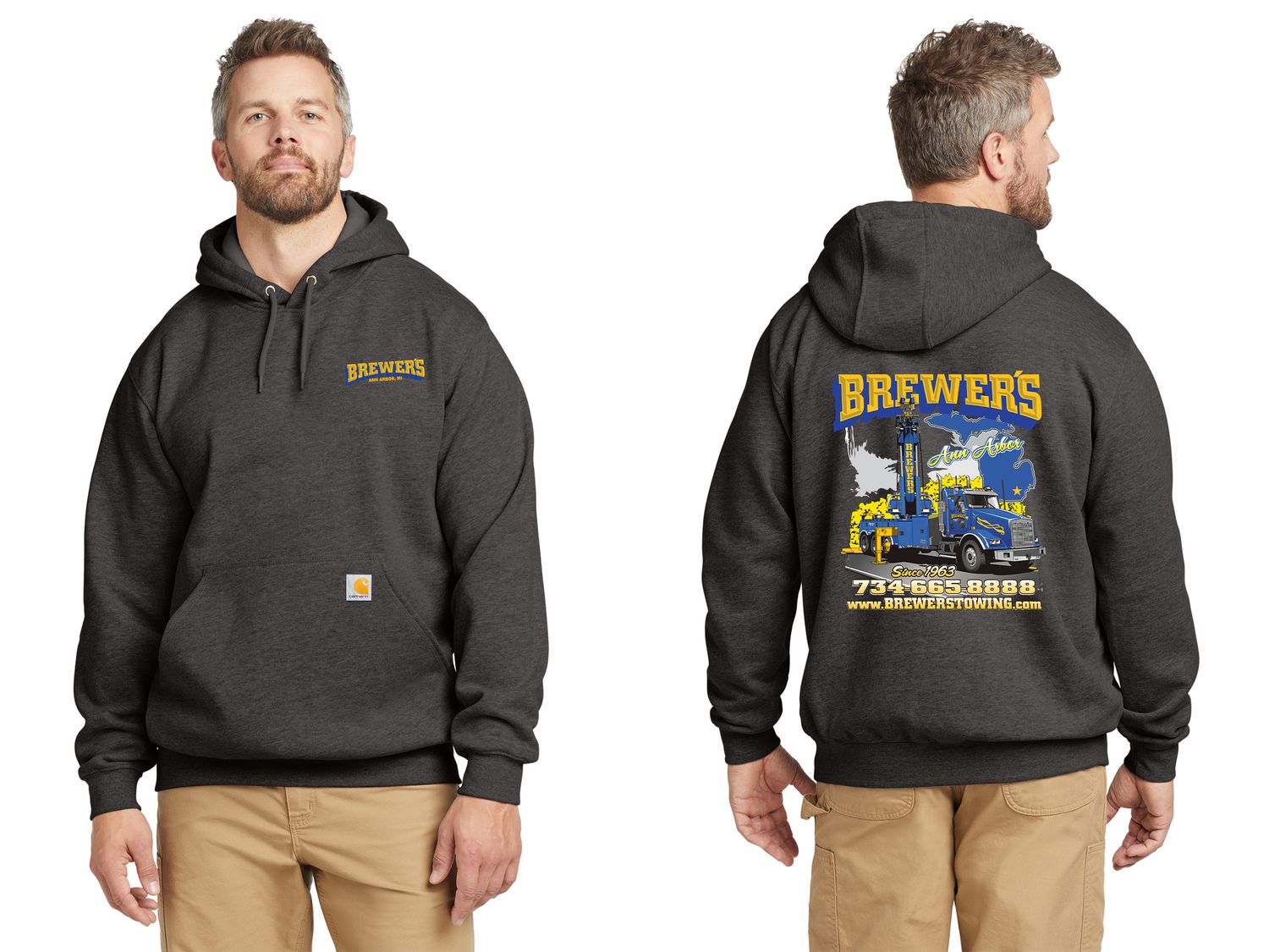 Carhartt Midweight Hooded Sweatshirt- Navy, Carbon Heather