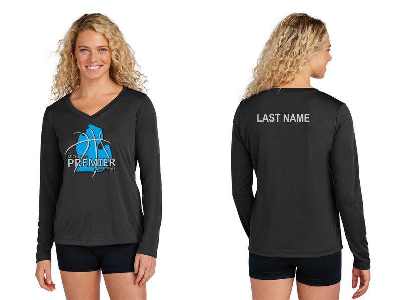 Ladies Long Sleeve Performance Shirt -Black, White, Carolina Blue, Grey Concrete Heather, Neon pink