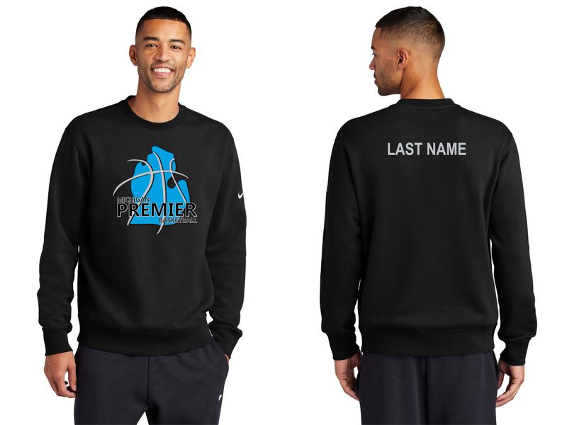 Nike Club Fleece Crew- Black, White, Grey Heather