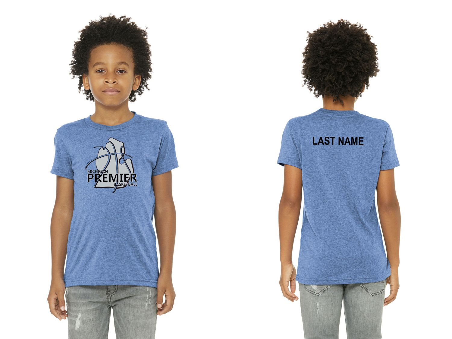 Youth Triblend Soft Tee Shirt- Blue Triblend, Athletic Grey Triblend, Solid Black