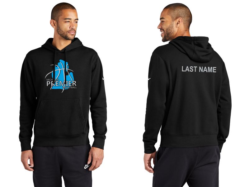 Adult Nike Club Fleece Pullover Hoodie- Black, Dark Grey Heather, White