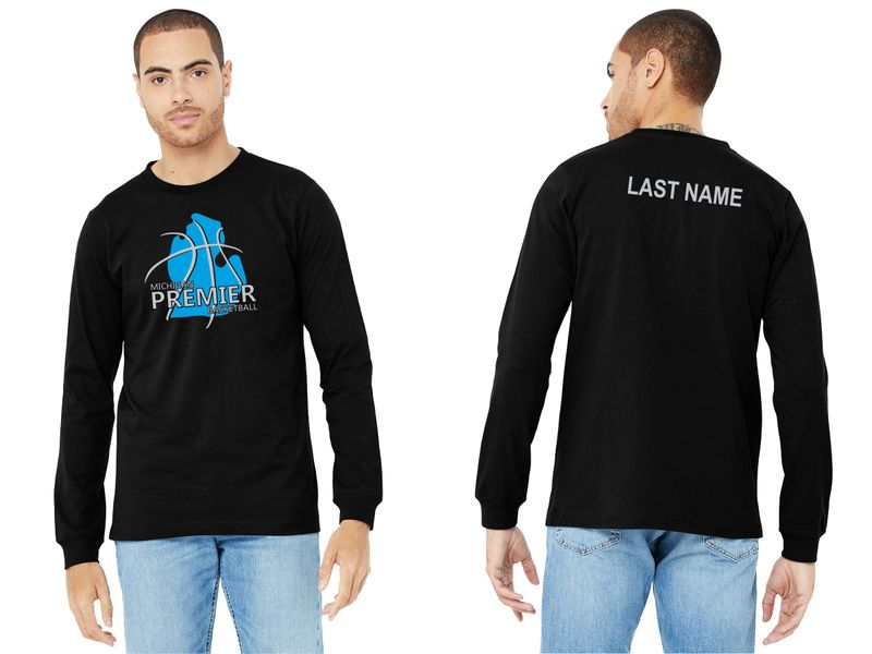 Adult Soft Cotton Long Sleeve T-Shirt- Black, white, Silver, Carolina Blue