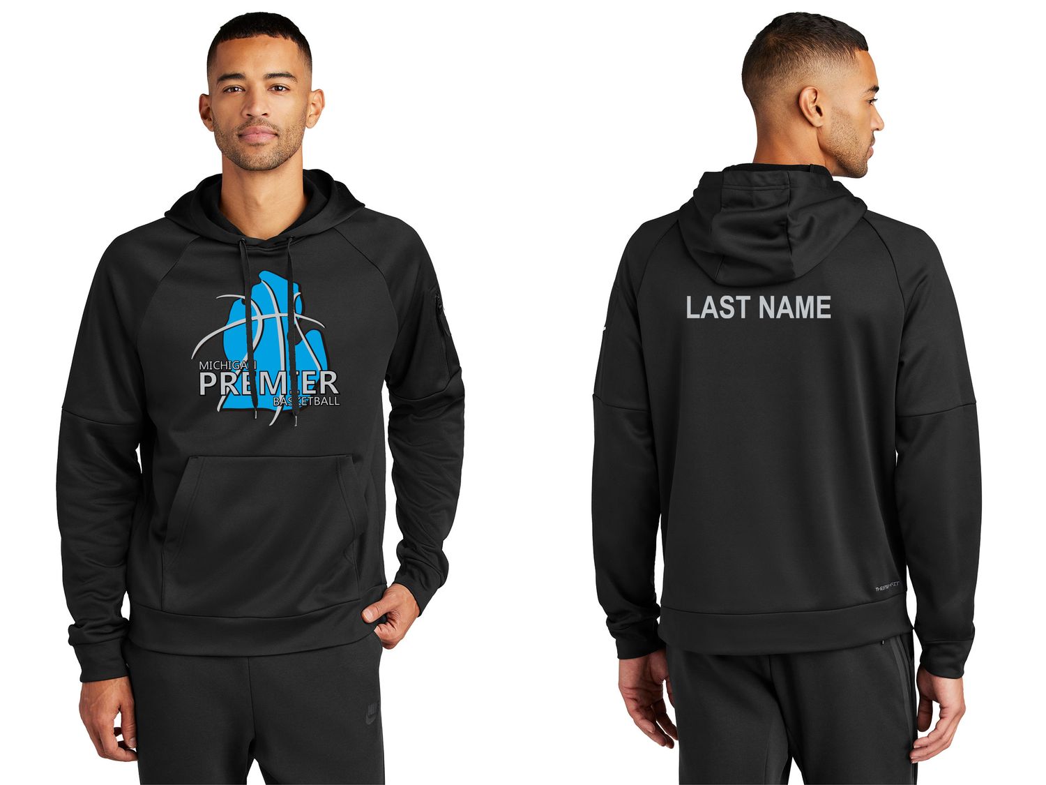 Nike Therma-FIT Pocket Pullover Fleece Hoodie- Black, Dark Grey Heather, White