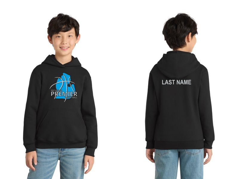 Youth Cotton Hooded Sweatshirt- Black, Carolina Blue, White, Athletic Heather, Neon pink