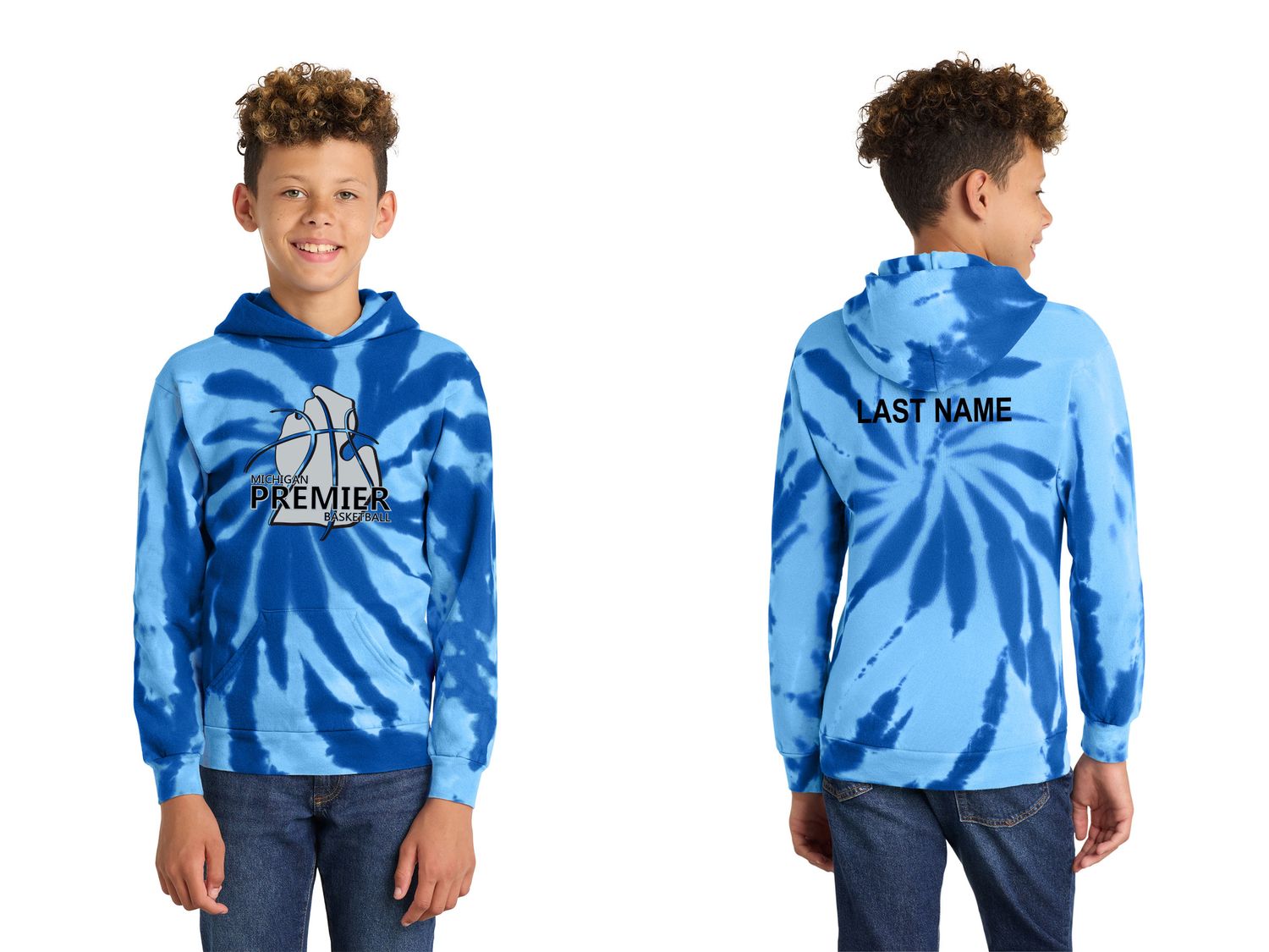 Port & Company Youth Tie-Dye Pullover Hooded Sweatshirt- Royal, Pink, Neon