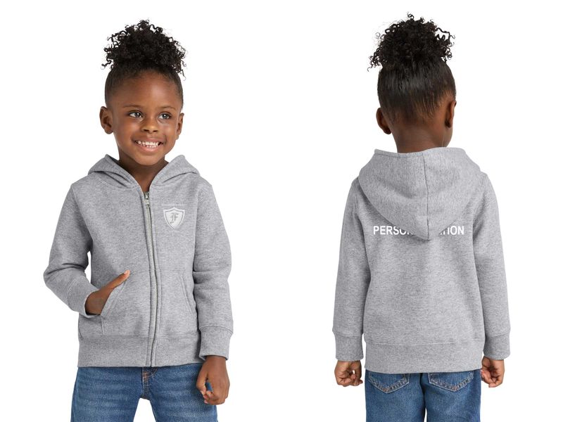 Toddler Fleece Full-Zip Hooded Sweatshirt- Black, Athletic Heather