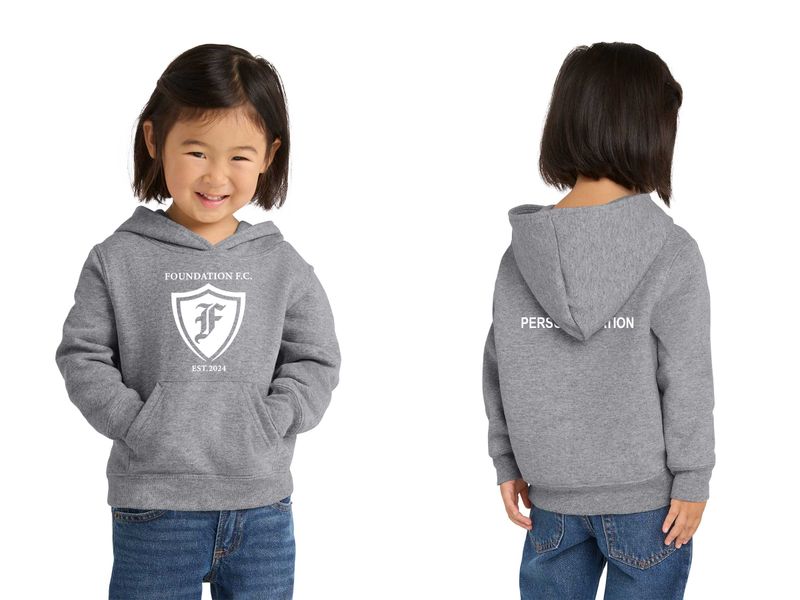 Toddler Fleece Pullover Hoodie- Black, Athletic Heather