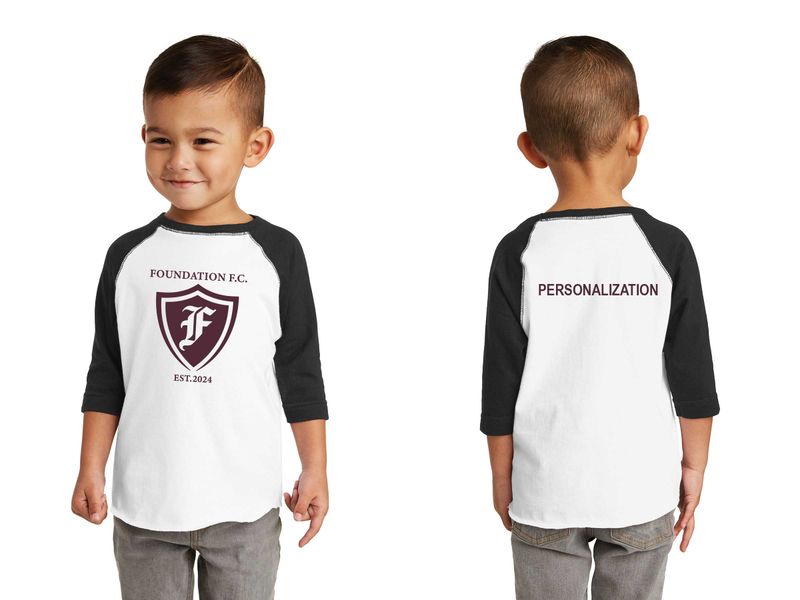 Toddler Baseball Tee- Heather/Smoke, White/Black