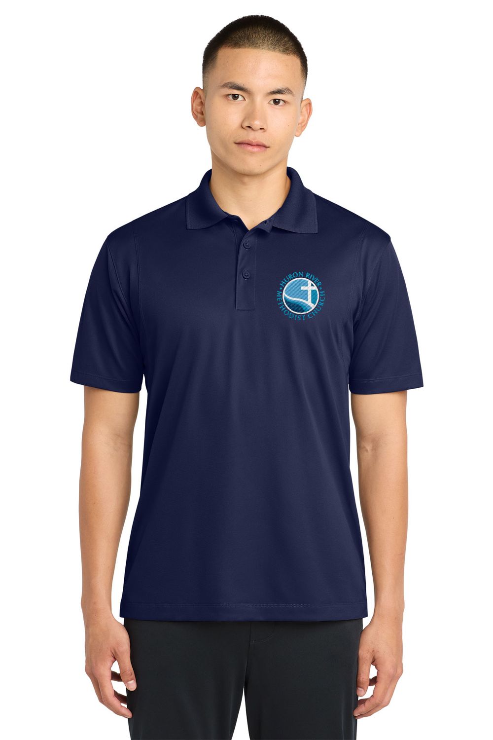 Men's Short Sleeve Polo- Grey Concrete, Navy