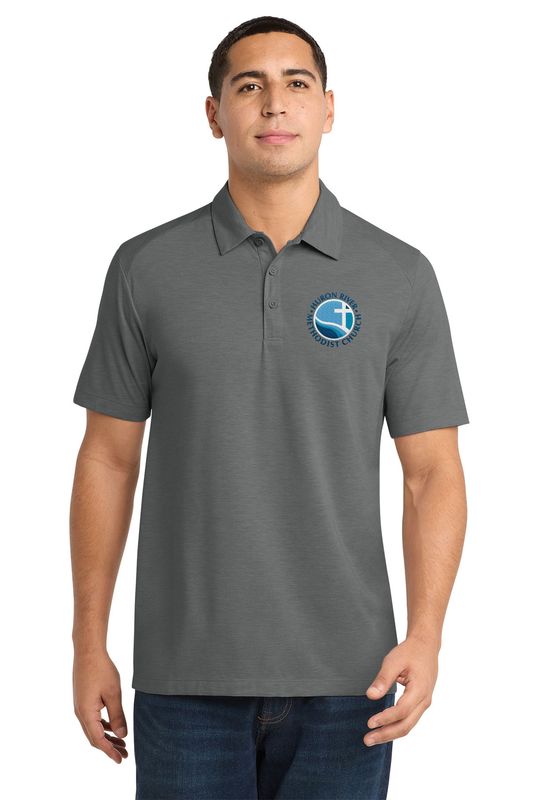Sport-Tek PosiCharge Tri-Blend Wicking Polo- Dark Grey, Light Grey