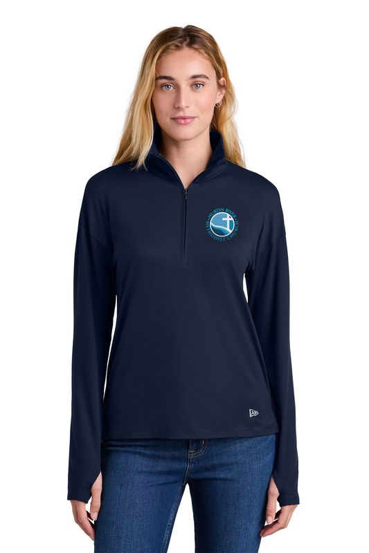 New Era Women’s Power 1/2-Zip- Navy, Grey